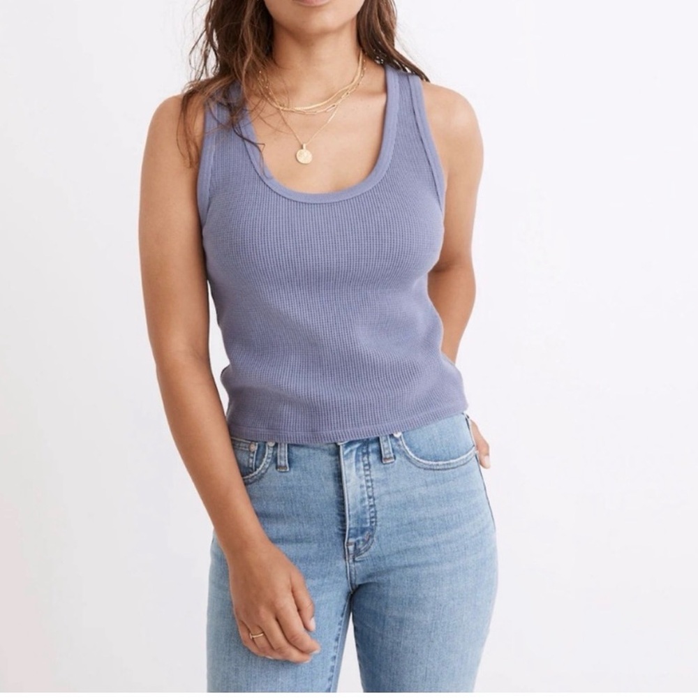 MADEWELL Waffle Knit Cotton Crop Tank Dusty Orchid M Baby Tee 90’s Breathable